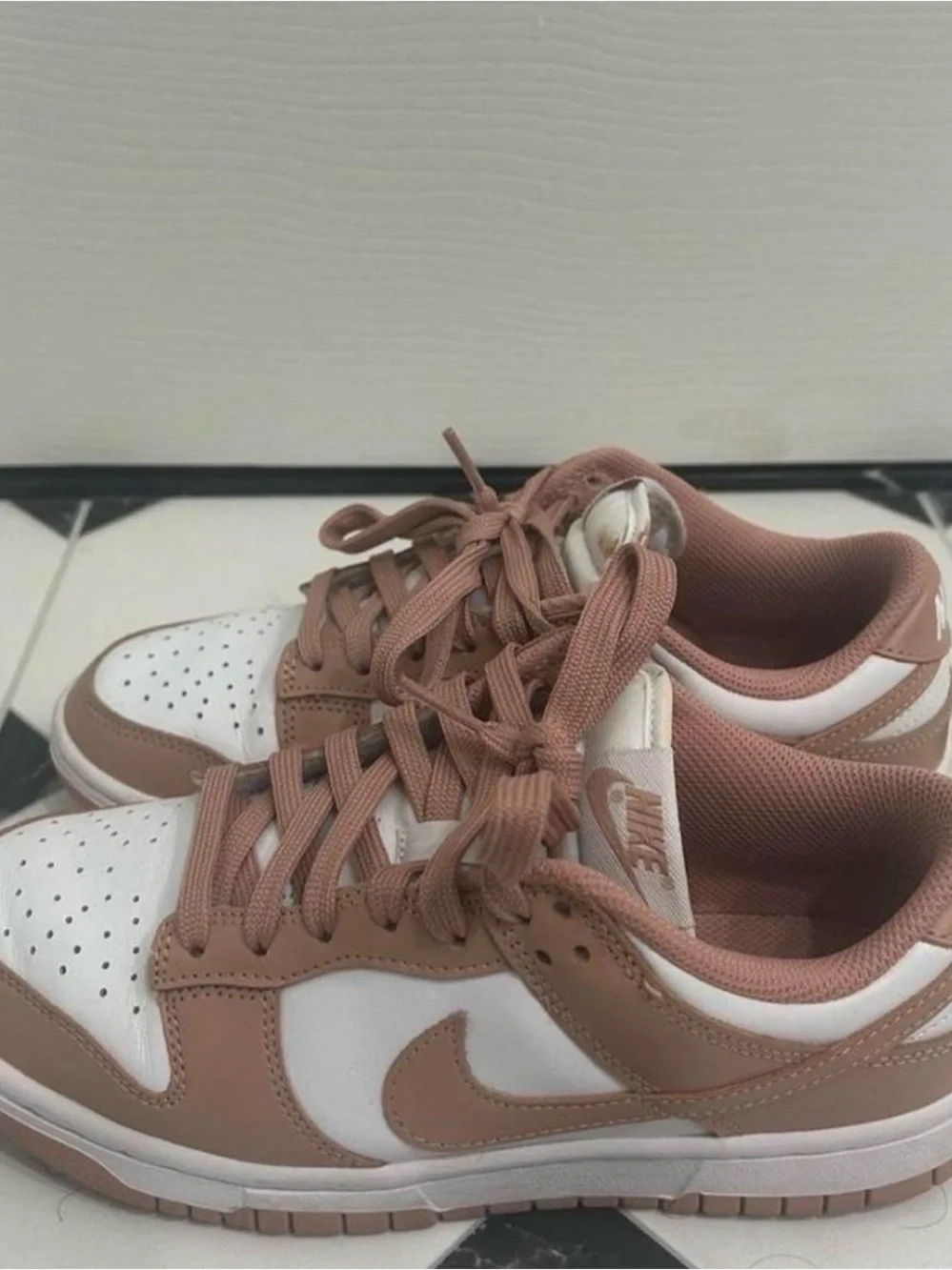 Nike Women’s Low-Top Sneakers in Rose Tan and White